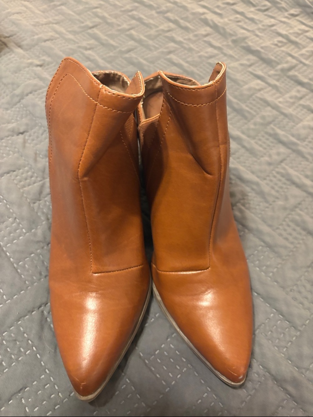 Charlotte Russe Tan Pointed Toe Ankle Booties